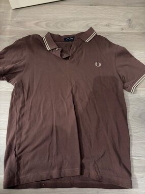 Fred Perry Brown Polo with Contrast Cream Trim
